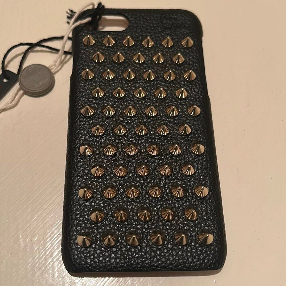 Christian Louboutin Phone Case iPhone 7 Black Gold Studded Goth Alt Bikercore